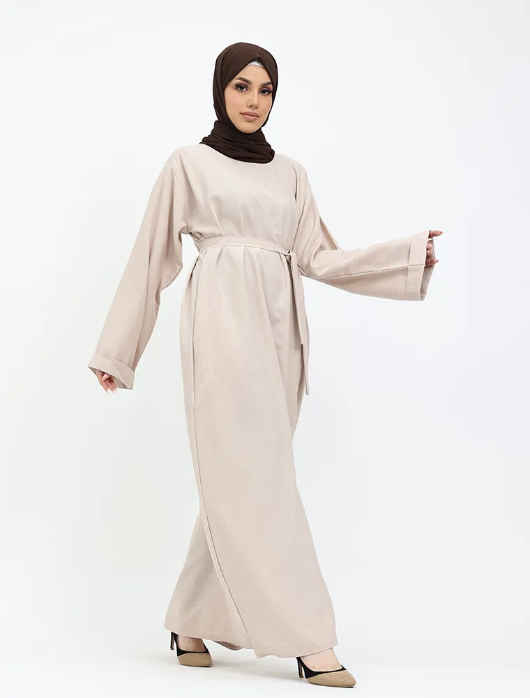 Beige Linen Abaya